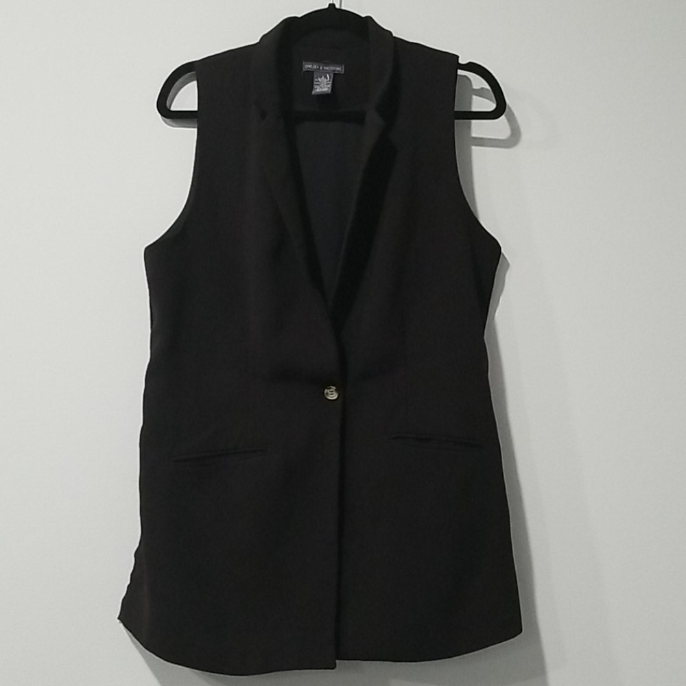 Chelsea Theodore Black Long Vest SZ L